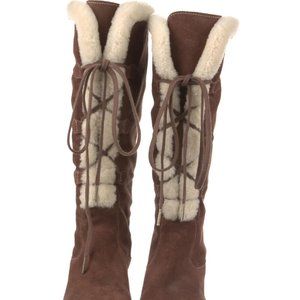 8 MICHAEL KORS Suede Lace-Up Boots Wedge, very comfy & warm